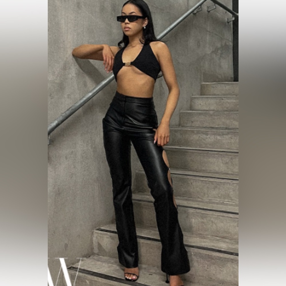 Leather pants with Side Cut Out Details